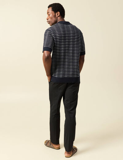 Polo ample en coton manches courtes bleu marine homme
