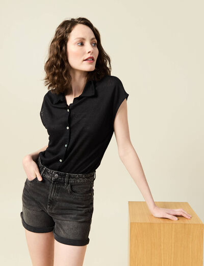 Polo manches courtes noir femme