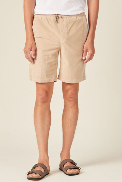 Bermuda droit en velours beige homme