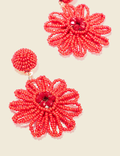 Boucles d'oreilles pendantes rouge femme