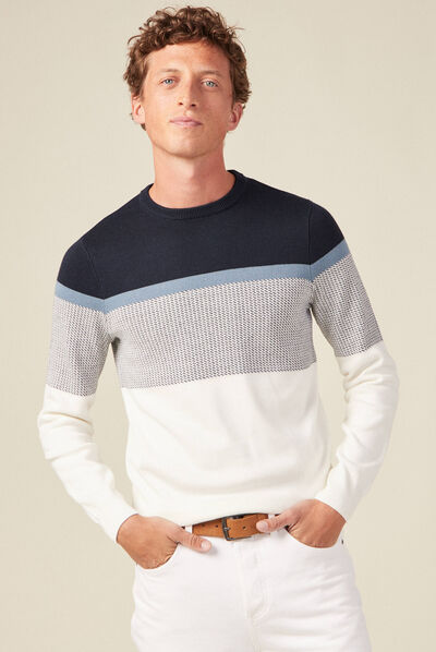 Pull manches longues ecru homme
