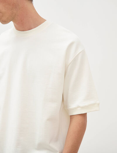 Sweat ample col rond manches courtes ecru homme
