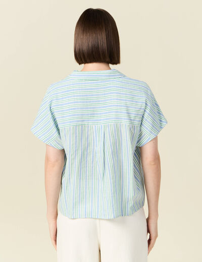 Chemise manches courtes bleu femme