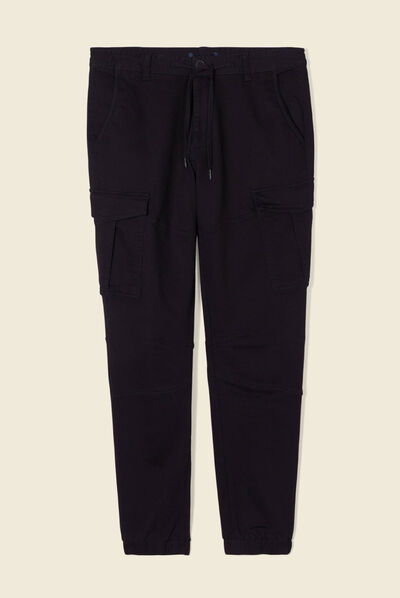 Pantalon cargo taille à cordon noir homme