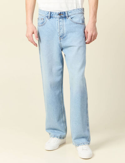 Jeans large 5 poches denim snow bleach homme