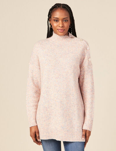 Pull long oversize orange foncé femme
