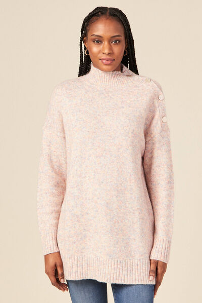 Pull long oversize orange foncé femme