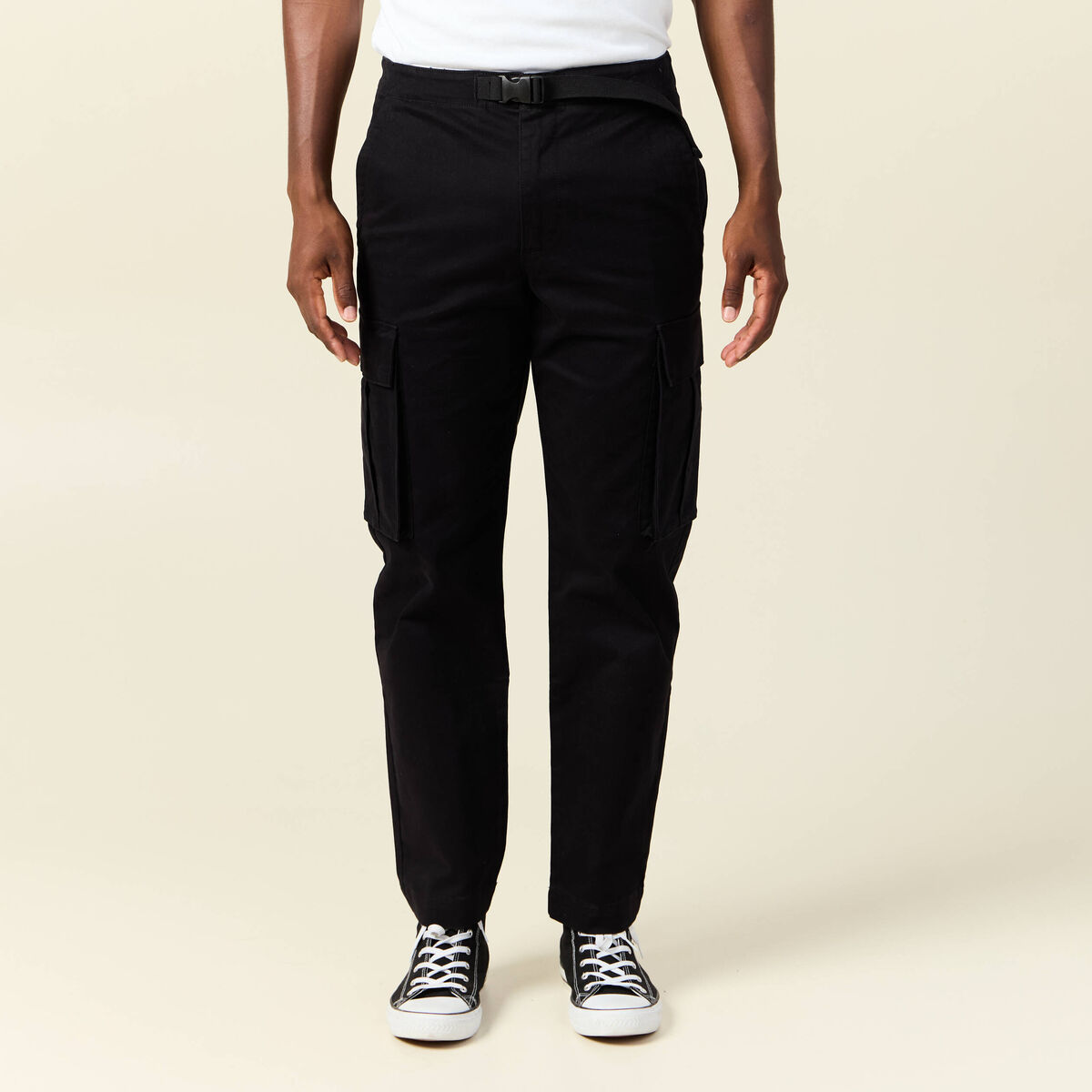 Pantalon cargo poches côtés noir homme