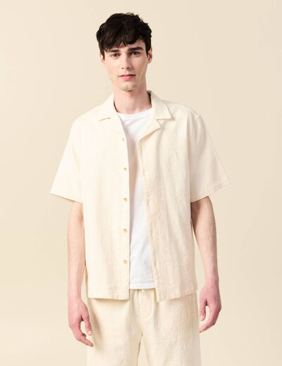 Chemise manches courtes ecru homme