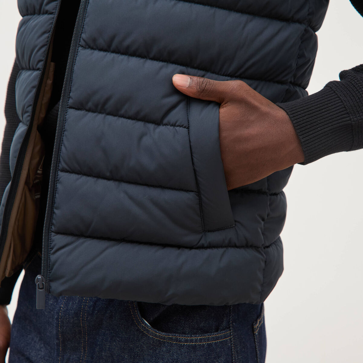 Doudoune courte sans manches bleu marine homme