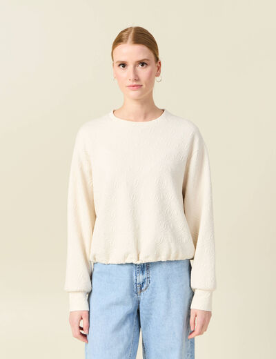 Sweat manches longues ecru femme