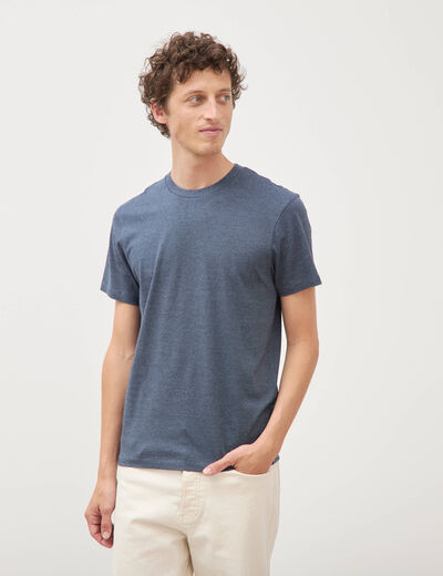 T-shirt cintr&eacute; col rond manches courtes bleu gris homme