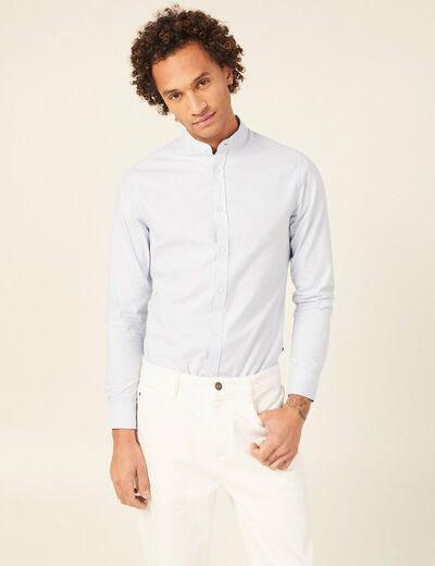 Chemise col mao bleu clair homme