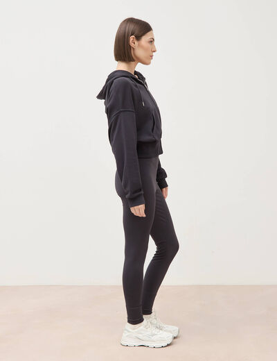 Sweat boyfriend &agrave; capuche gris fonc&eacute; femme
