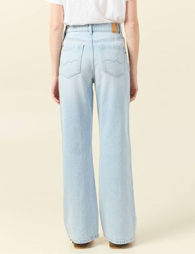 Jeans large taille haute denim bleach femme