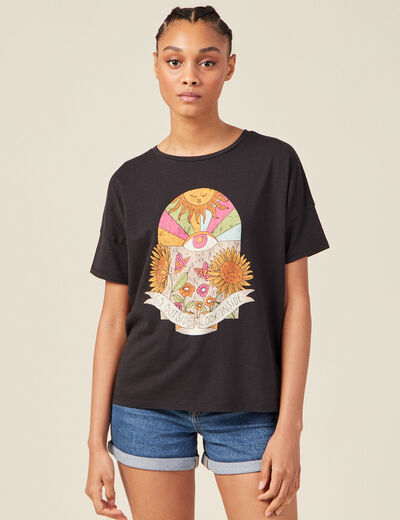 T-shirt manches courtes noir femme
