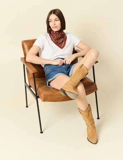 Short mom éco-responsable denim stone femme