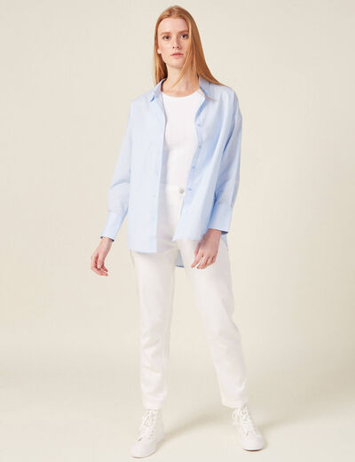 Chemise manches longues bleu ciel femme
