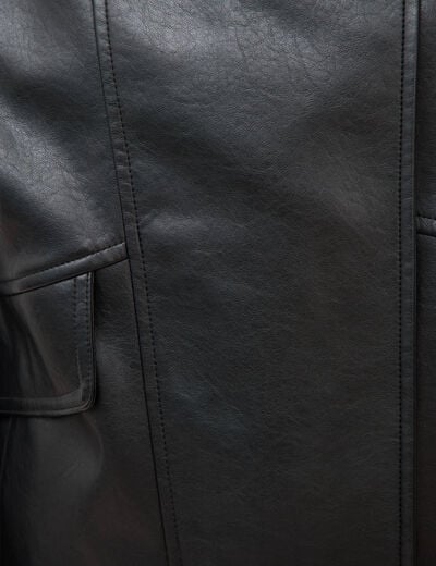 Blouson manches longues similicuir noir femme