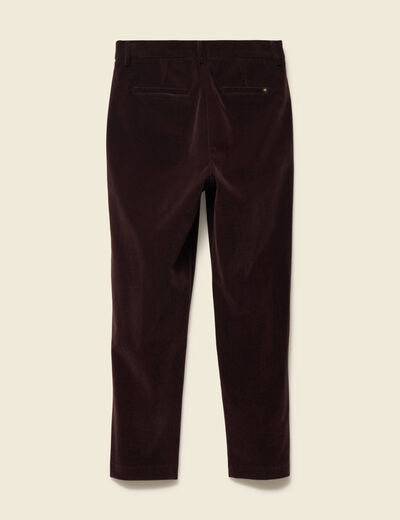 Pantalon flare taille haute en velours marron fonc&eacute; femme
