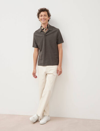 Polo manches courtes vert fonc&eacute; homme