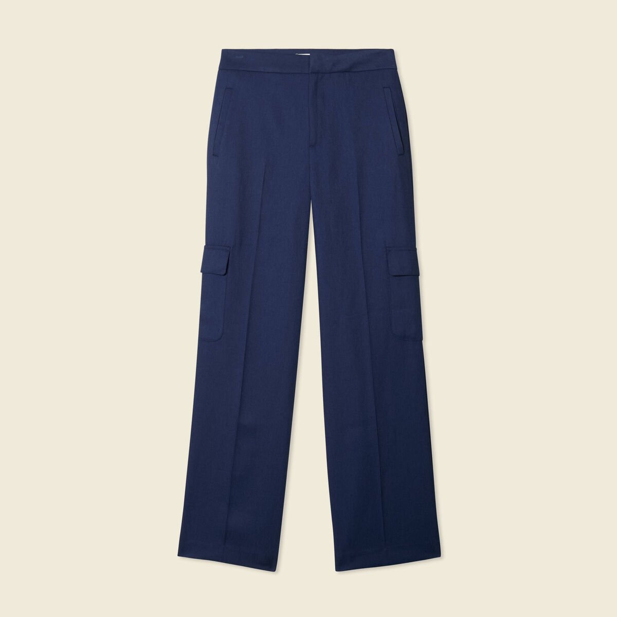 Pantalon cargo straight bleu marine femme