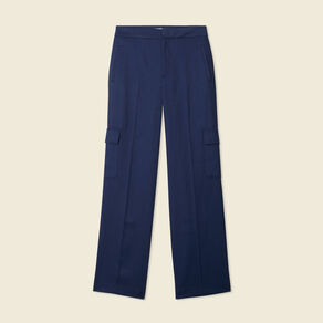 Pantalon cargo straight bleu marine femme