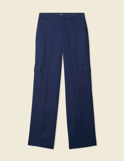 Pantalon cargo straight bleu marine femme