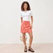 Jupe fluide doubl&eacute;e rouge corail femme