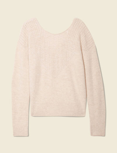 Pull manches longues creme femme