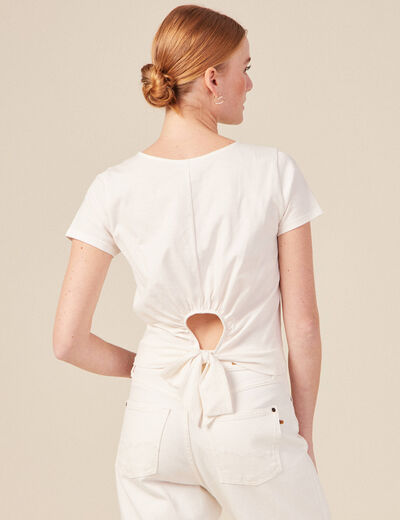 T-shirt manches courtes creme femme