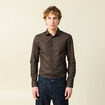 Chemise cintr&eacute;e manches longues en coton noir homme
