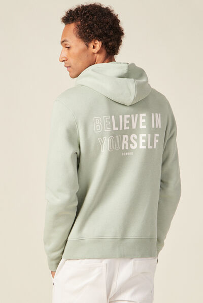 Sweat à capuche vert olive homme