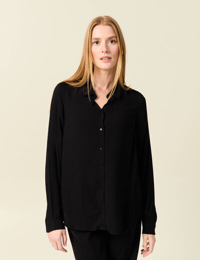 Chemise manches longues fluide noir femme