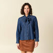 Chemise &agrave; pans manches longues en coton denim stone femme