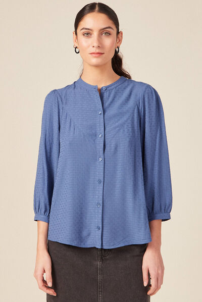 Chemise manches 3/4 bleu ciel femme