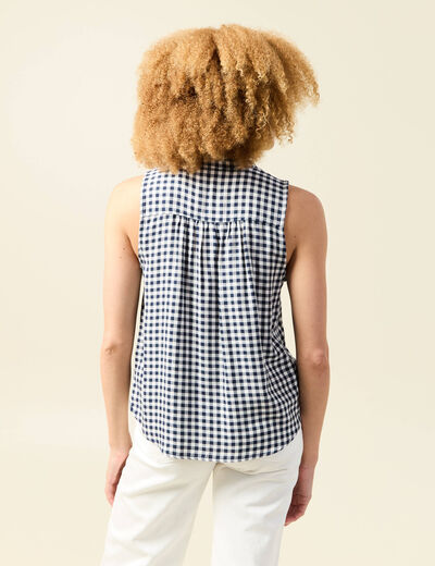 Top sans manches fluide bleu marine femme