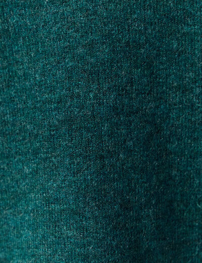 Pull manches longues col en V vert fonc&eacute; femme