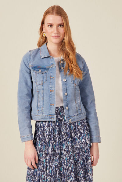 Veste droite denim bleach femme