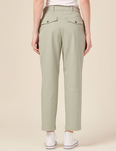 Pantalon chino fluide vert olive femme