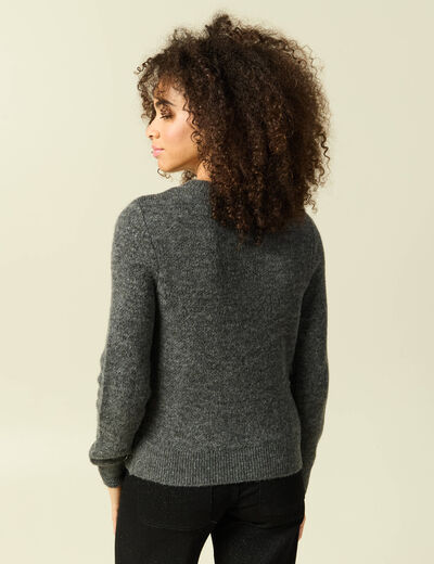 Pull manches longues &agrave; sequins gris fonc&eacute; femme