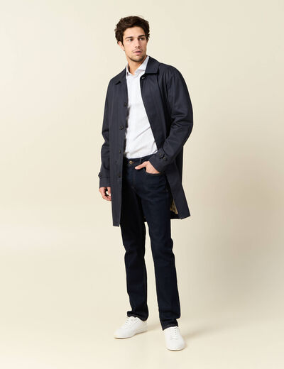 Chemise cintr&eacute;e en coton manches longues blanc homme