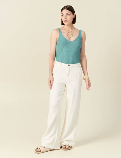 Pull débardeur bretelles vert foncé femme