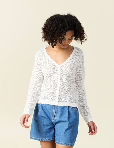 Gilet manches longues blanc femme
