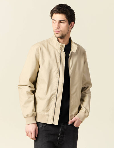 Blouson zippé col montant gris homme