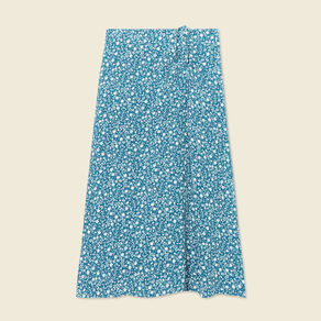 Jupe longue portefeuille bleu femme