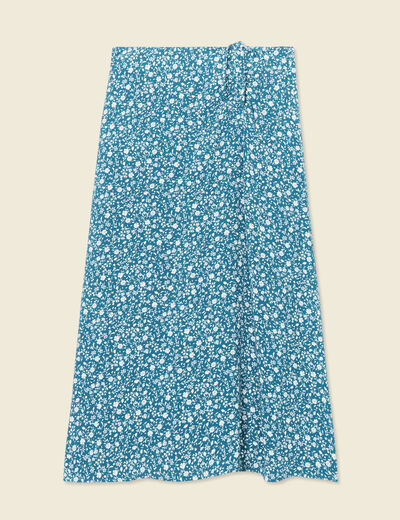 Jupe longue portefeuille bleu femme