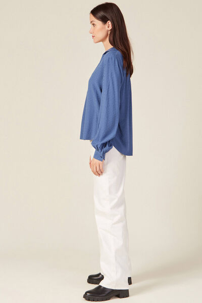 Blouse manches longues bleu ciel femme