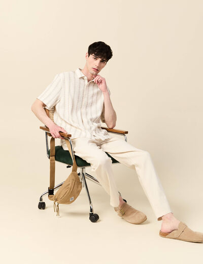 Pantalon chino droit beige homme