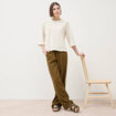 Sweat col rond manches 3/4 brillant ecru femme